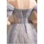 Charming Sky Blue Beading Pearl Appliques Prom Dresses 2023 A-Line / Princess Off-The-Shoulder Short Sleeve Backless Floor-Length / Long Prom Formal Dresses