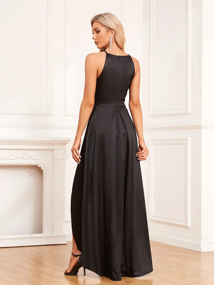 blue dress for baby girl Strapless Two Tone Satin Evening Gowns 2026 for Women Navy White Formal Gala Dress Bow Flared Skirt Prom Cocktail Wedding Guest Dress, As Pic main image 1