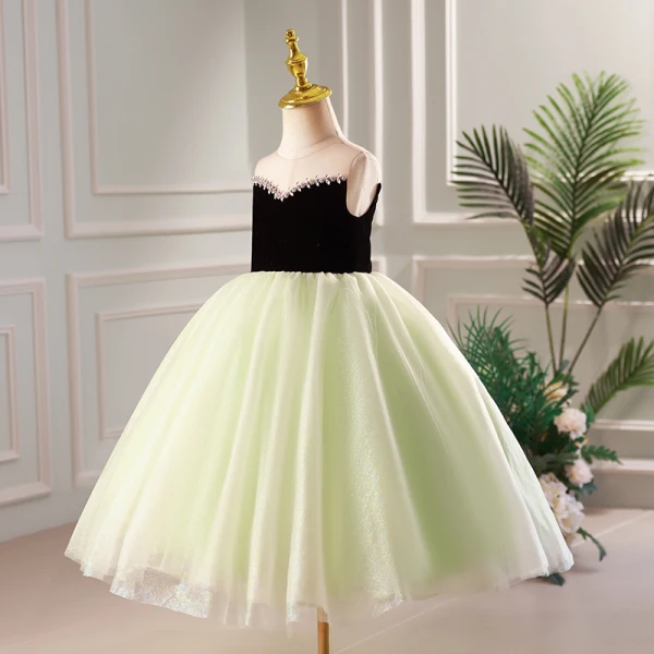 Elegant Blushing Pink Rhinestone Birthday Flower Girl Dresses 2023 Ball Gown Scoop Neck Sleeveless Backless Tea-length