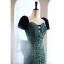 Scintillantes Vert Foncé Perlage Paillettes Robe De Soirée 2023 Trompette / Sirène Encolure Carrée Manches Courtes Dos Nu Noeud Longue Soirée Robe De Ceremonie