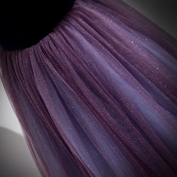 Elegant Purple Sequins Prom Dresses 2022 A-Line / Princess Square Neckline Short Sleeve Backless Floor-Length / Long Prom Formal Dresses