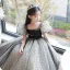 Fashion Black Spotted Evening Party Flower Girl Dresses 2022 A-Line / Princess Square Neckline Puffy Short Sleeve Floor-Length / Long Flower Girl Dresses