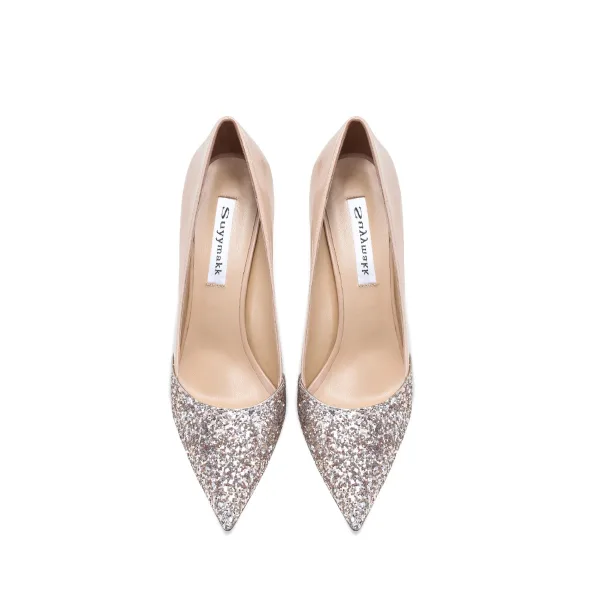Sexy Nues Soirée Paillettes Escarpins 2024 Cuir 10 cm Talons Aiguilles À Bout Pointu Escarpins Talons Hauts