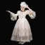 Vintage / Retro Medieval Champagne Flower Girl Dresses 2024 3D Lace Printing Floor-Length / Long High Neck 1/2 Sleeves A-Line / Princess Wedding Cosplay Prom Ball Gown Wedding Party Dresses