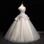 Charmant Ivory / Creme Perlenstickerei Pailletten Ballkleider 2024 Ballkleid Off Shoulder Ärmellos Rückenfreies Lange Ball Festliche Kleider