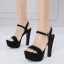 Sexy Noire Cocktail Sandales Femme 2022 Bride Cheville 13 cm Talons Épais Peep Toes / Bout Ouvert Sandales Talons Hauts