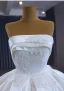 High-end Ivory Satin Lace Flower Wedding Dresses 2023 Ball Gown Strapless Sleeveless Backless Royal Train Wedding