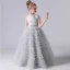 Chic / Beautiful Grey Cascading Ruffles Birthday Flower Girl Dresses 2022 A-Line / Princess Scoop Neck Sleeveless Bow Sash Floor-Length / Long Flower Girl Dresses