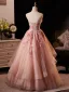 Flower Fairy Blushing Pink Beading Sequins Appliques Prom Dresses 2025 Ball Gown Strapless Sleeveless Backless Floor-Length / Long Formal Dresses