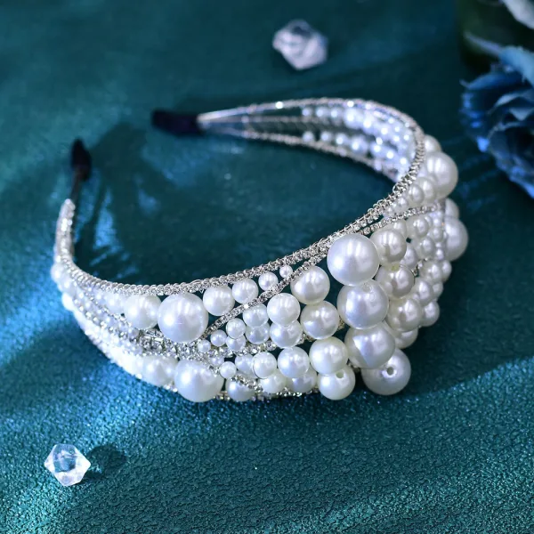 Elegant Sølv Perle Rhinestone Legering Bryllup Har Tilbehor 2024