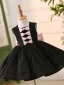 Audrey Hepburn Style Black Short Birthday Flower Girl Dresses 2024 Ball Gown Scoop Neck Bow Sleeveless