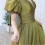 Chic / Belle Vert Cendré Robe De Bal 2025 Princesse V-Cou Gonflée Manches Courtes Dos Nu Longue Robe De Ceremonie