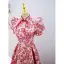 Elegant Red Floral Evening Dresses 2022 A-Line / Princess High Neck Puffy Short Sleeve Backless Floor-Length / Long Evening Party Formal Dresses