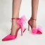 Sexy Black Summer Evening Party Bow Womens Shoes 2022 11 cm Stiletto Heels Ankle Strap Pointed Toe Womens Shoes High Heels