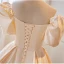 Elegant Champagne Appliques Pearl Prom Dresses 2023 Satin Ball Gown Off-The-Shoulder Short Sleeve Backless Floor-Length / Long Formal Dresses