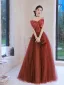 Chic / Beautiful Red Prom Dresses 2024 A-Line / Princess Strapless Bow Sleeveless Backless Floor-Length / Long Prom Formal Dresses