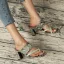 Romain Blanche Motif Peau De Serpent Sandales Femme 2022 Vêtement de rue 8 cm Talons Épais Peep Toes / Bout Ouvert Sandales Talons Hauts