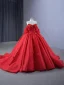 Luksus Rød Glitter Brudekjoler 2024 Perle Rhinestone Appliques Ball Ballkjole Kjæreste Uten Ermer Ryggløse Domstol Tog