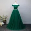 Vintage Dunkelgrün Strass Ballkleider 2025 A Linie Off Shoulder Ärmellos Rückenfreies Lange Ball Festliche Kleider