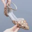 Scintillantes Argenté Faux Diamant Plat À Bout Pointu Chaussure De Mariée 2024 Mariage Sandales Talons Hauts