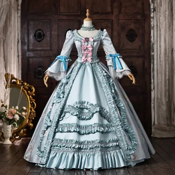 Vintage Middeleeuws Hemelsblauw Parel Strik Rhinestone Galajurken 2026 Baljurk Ronde Hals Bell Mouwen Lange Gelegenheid Jurken