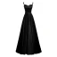 Charming Black Pearl Evening Dresses 2023 A-Line / Princess Spaghetti Straps Sleeveless Backless Floor-Length / Long Satin Evening Party Formal Dresses