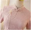 Chinese style Blushing Pink Pearl Printing Split Front Evening Party Cheongsam 2025 Trumpet / Mermaid High Neck Short Sleeve Floor-Length / Long