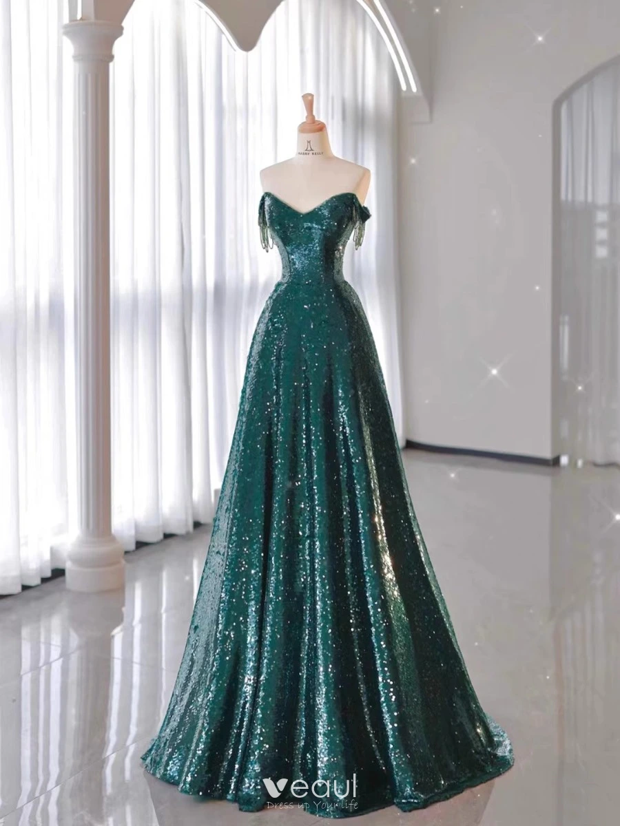 dark green sparkly dress Sequin Fringe Cocktail Dress with Asymmetrical Hem | V-Neck Ruched Party  Dress for Holiday & NYE | Bodycon Cami Mini Evening Gown main image 0