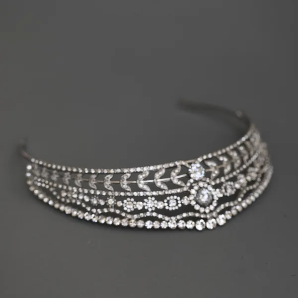 Charmant Argenté Faux Diamant Zircon Mariage Tiare 2022 Alliage Accessoire Cheveux Mariage Accessoire Cheveux Mariage Tiare