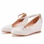 Élégant Blanche En Dentelle Fleur Chaussure De Mariée 2022 5 cm Compensées À Bout Rond Mariage Talons Hauts