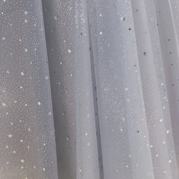 Sparkly Grey Star Sequins Prom Flower Girl Dresses 2022 A-Line / Princess Scoop Neck Short Sleeve Sash Bow Floor-Length / Long Flower Girl Dresses