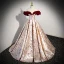 Fashion Burgundy Floral Prom Dresses 2023 Ball Gown Ruffle Off-The-Shoulder Short Sleeve Backless Floor-Length / Long Prom Formal Dresses