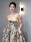 Elegant Candy Pink Printing Prom Dresses 2025 Ball Gown Strapless Sleeveless Backless Floor-Length / Long Prom Formal Dresses