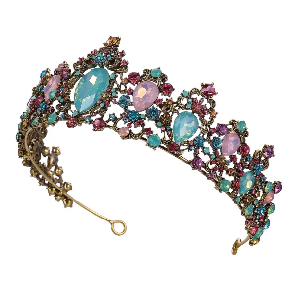 Vintage Multi-Kolory Rhinestone Stop Tiara Ozdoby Do Włosów Ślubne 2023 Ślub