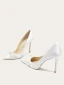 Chic / Beautiful White Beading Rhinestone Flower Wedding Shoes 2024 Leather 10 cm Stiletto Heels Pointed Toe Wedding Pumps High Heels