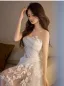 Charming White Appliques Lace Flower Satin Wedding Dresses 2024 A-Line / Princess One-Shoulder Sleeveless Backless Floor-Length / Long Wedding
