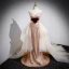 Sexy Champagner Pailletten Schleife Abendkleider 2023 Ballkleid Bandeau Ärmellos Rückenfreies Hof-Schleppe Abend Festliche Kleider