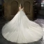 High-end Ivory Beading Pearl Rhinestone Sequins Wedding Dresses 2022 Ball Gown Scoop Neck Short Sleeve Backless Royal Train Wedding