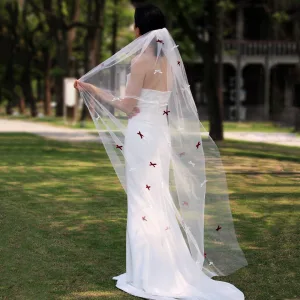 Chic Belle Blanche Noeud La Mariée Voile De Mariée 2025 Tulle