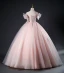 Chic / Beautiful Blushing Pink Appliques Prom Dresses 2023 Ball Gown Pearl Strapless Sleeveless Backless Floor-Length / Long Prom Formal Dresses
