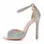 Charmant Weiß Multifarben Strass Brautschuhe 2022 11 cm Stilettos Peeptoes Hochzeit Sandaletten Hochhackige