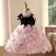 Lovely Blushing Pink Pearl Sequins Appliques Birthday Short Flower Girl Dresses 2025 Ball Gown Scoop Neck Bow Sleeveless Backless