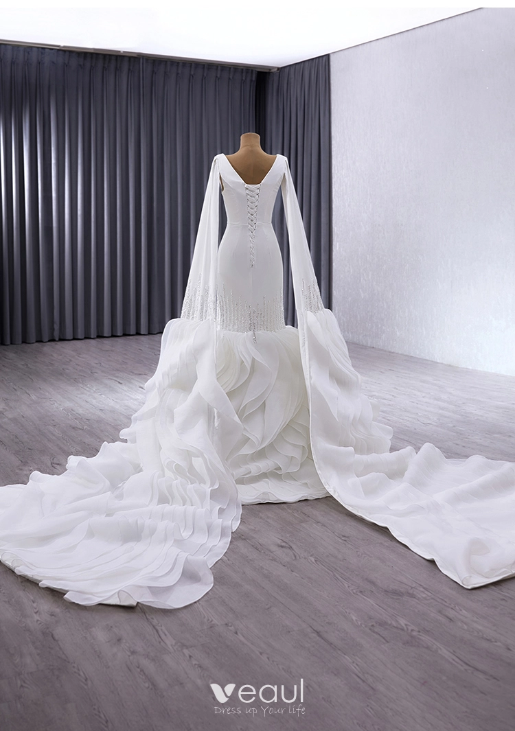 Trumpet/Mermaid Scoop Neck Sleeveless Floor-Length Mother of the Bride long Dresses with Ruffles & Split Side