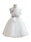 Chic / Beautiful White Short Beading Appliques Sequins Birthday Flower Girl Dresses 2024 Ball Gown Scoop Neck Sleeveless Tulle