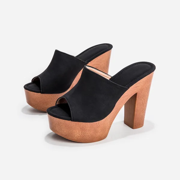 Chic / Beautiful Black Street Wear Summer Womens Sandals 2022 11 cm Thick Heels Open / Peep Toe Sandals High Heels
