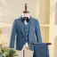 Meeresblau 6 Stück Lange Ärmel Anzüge Jungs 2024 Hochzeit Schulterschmuck Mantel Hemd Krawatte Weste Hose