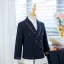 Bleu Marine Paillettes 4 pièces Manches Longues Costume Garçon Mariage 2025 Manteau Pantalon Chemise Gilet Mariage