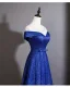 Vintage / Retro Royal Blue Gradient-Color Sequins Evening Dresses 2026 A-Line / Princess Scoop Neck Short Sleeve Backless Bow Sash