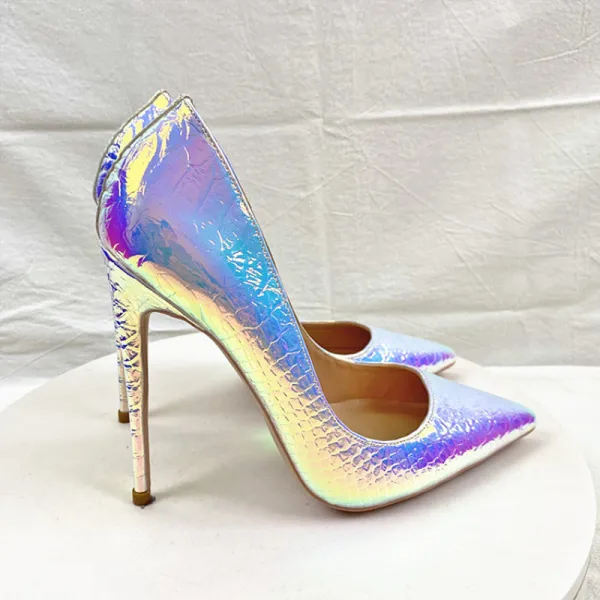 Chic / Belle Blanche Laser Soirée Escarpins 2023 12 cm Talons Aiguilles À Bout Pointu Escarpins Talons Hauts