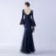 Sparkly Black Sequins Evening Dresses 2024 Trumpet / Mermaid V-Neck Bell sleeves Backless Floor-Length / Long Evening Party Formal Dresses